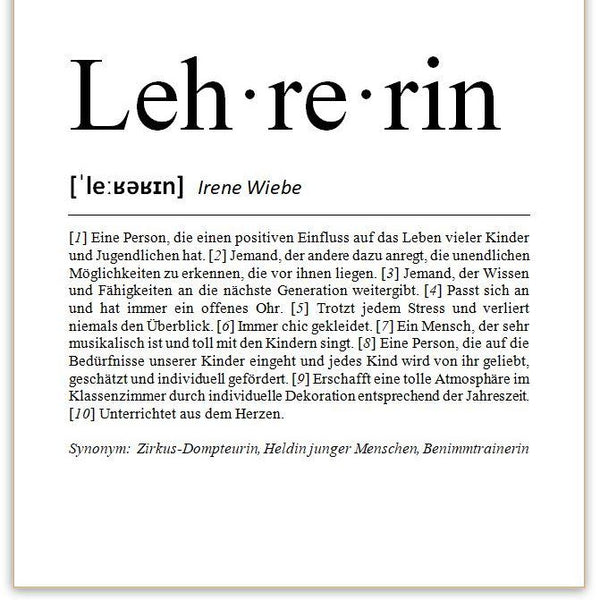 Definition Lehrer/in
