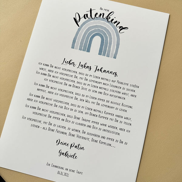 Patenbrief an das Patenkind Regenbogen