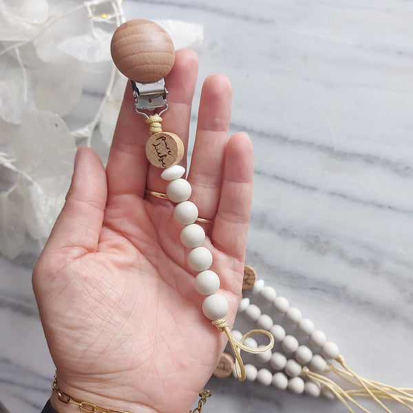 Schnullerkette Newborn Silikonperle "pure Liebe"