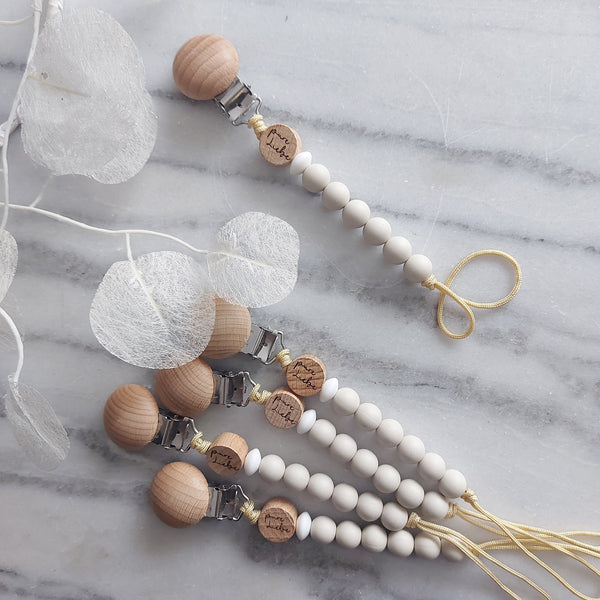 Schnullerkette Newborn Silikonperle "pure Liebe"