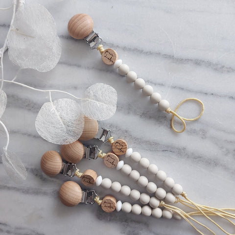 Schnullerkette Newborn Silikonperle "pure Liebe"