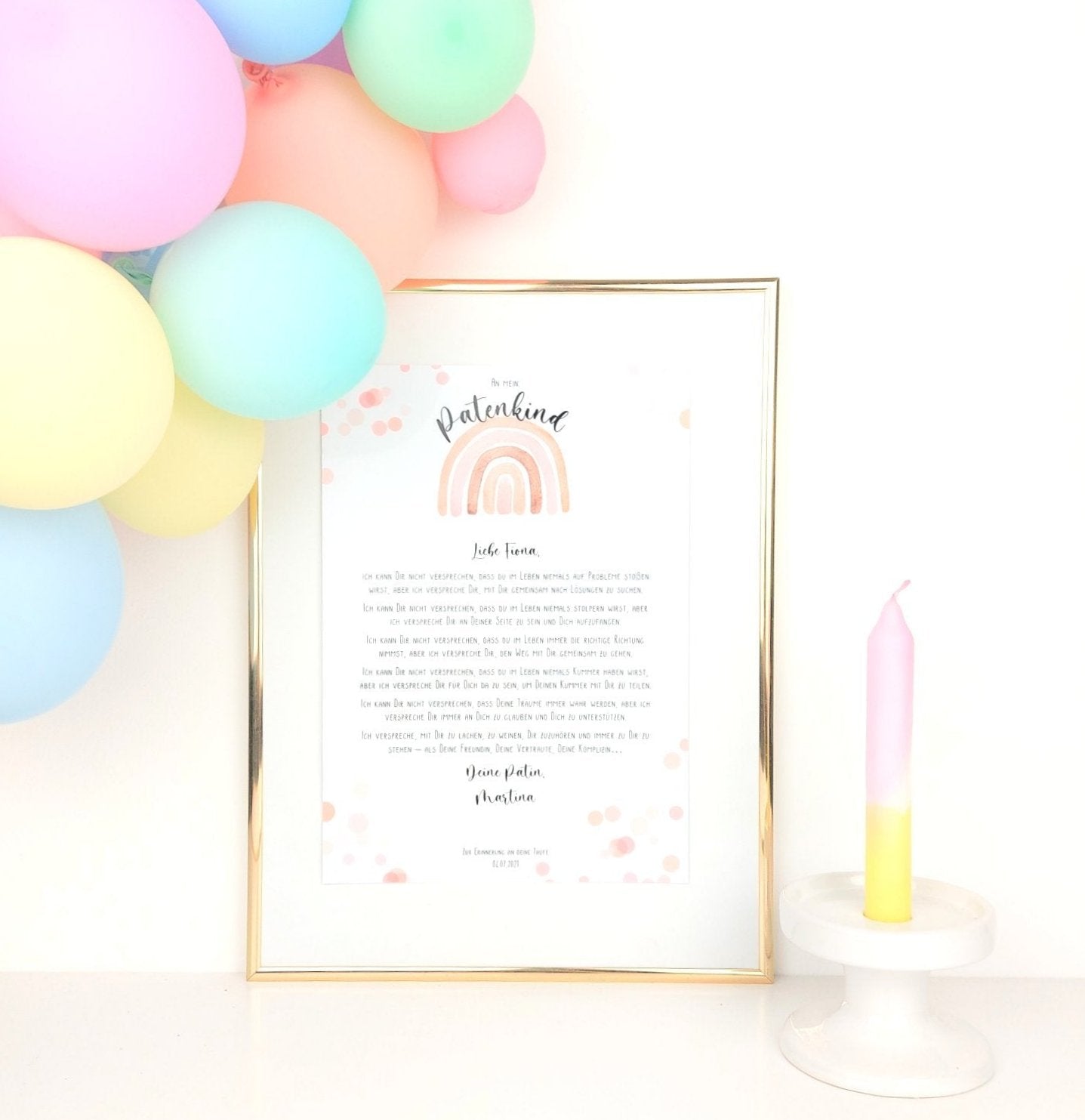 Patenbrief an das Patenkind Regenbogen