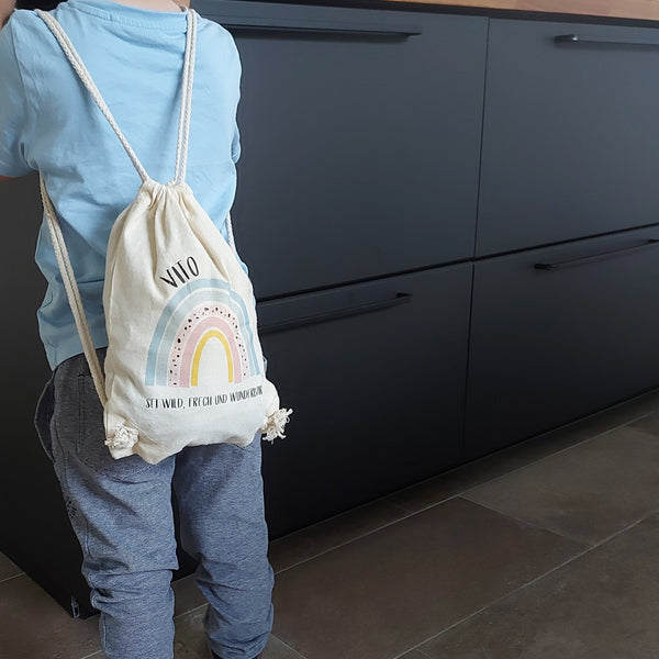Kinder Turnbeutel Regenbogen -personalisiert-