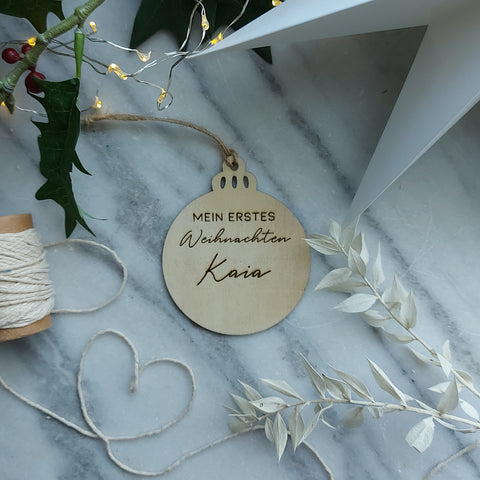 Anhänger Weihnachtskugel "Mein erstes Weihnachten" personalisiert