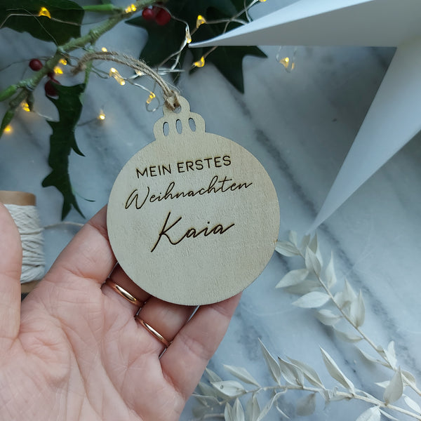 Anhänger Weihnachtskugel "Mein erstes Weihnachten" personalisiert