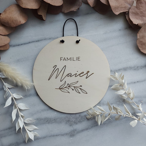 Holzschild Familie personalisiert, zum Aufhängen