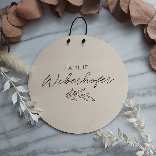 Holzschild Familie personalisiert, zum Aufhängen