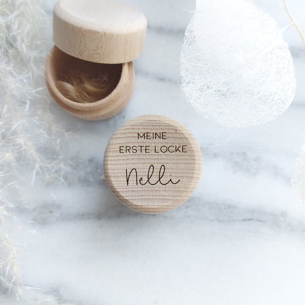 Holzdose "Meine erste Locke" personalisiert