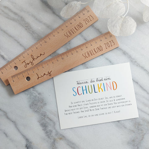 Holzlineal zur Einschulung personalisiert