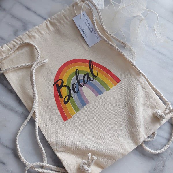 Kinder Turnbeutel Regenbogen -personalisiert-