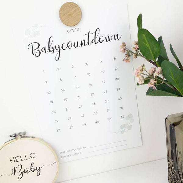 Babycountdown passend zu den Meilensteinkarten