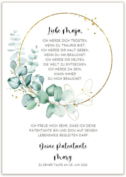 Patenbrief an das Patenkind Eukalyptus